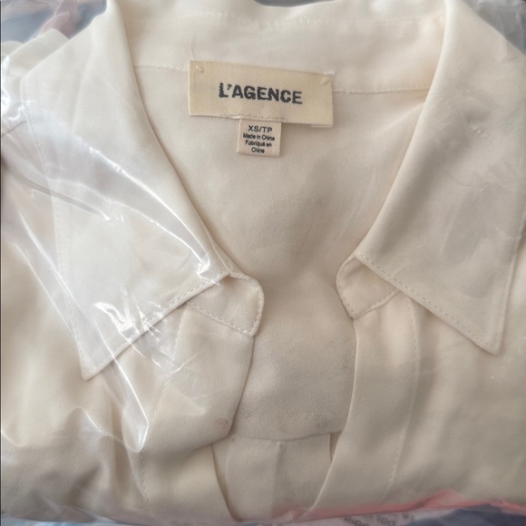 L’AGENCE Silk Button Down Blouse Drawstring Ruching  Size Small - Picture 9 of 9